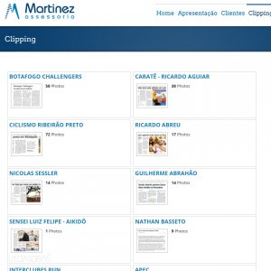 criação de site para assessoria de imprensa - página clipping - Martinez Assessoria